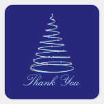 "Thank You" - Swirled Christmas Tree Square Sticker