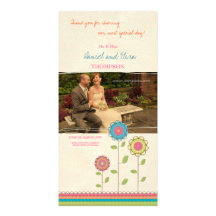 Thank You Tall Rainbow Flowers Wedding Photo Card