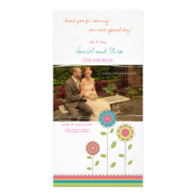 Thank You Tall Rainbow Flowers Wedding Photo Card