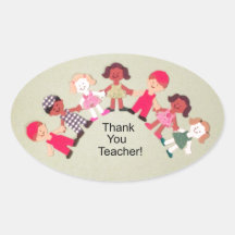Thank You Teacher! Oval Stickers