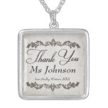 Thank You Teacher Personalized Message Necklace necklaces