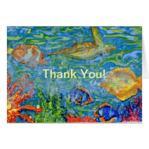 Thank You Under Sea Fantasy art Greeting Cards