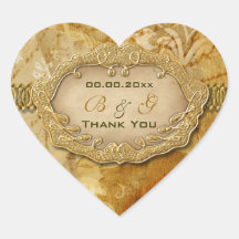 "Thank you" vintage gold brown wedding Sticker