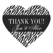 Thank You Wedding Favour Labels Zebra