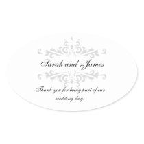 Thank You Wedding Favour StickerGrey White