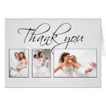 thank you white photos wedding card