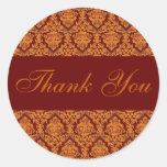 Thank You with Fall Damask Wedding Sticker