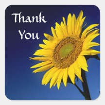 Thank You Yellow Sunflower Greeting Sticker Label