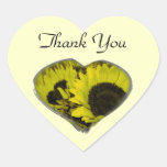 "Thank You" - Yellow Sunflower Heart Heart Sticker