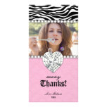 Thank You Zebra Lace Pearls Jewel Sweet 16 Customized Photo Card
