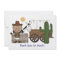 Thanks Cowboy B/W Pony Baby Gift Card - Western Personalized Invitations