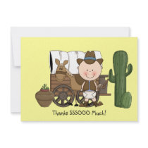 Thanks Cowboy Pony Wagon Baby Gift Card - Western Custom Invitations