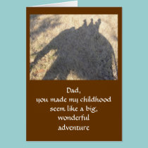 "THANKS DAD riding an elephant, sense of adventure cards