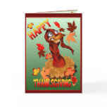 Thanks Giving Turkey and Autumn Leaves Card