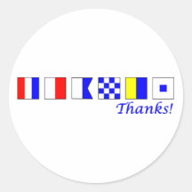 Thanks! in nautical flag alphabet round sticker