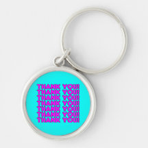 Thanks to Her : Cute Girly Pink Cyan Thank You Keychains