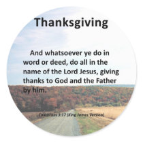 Thanks to the Father Thanksgiving Colossians 3:17 Round Stickers