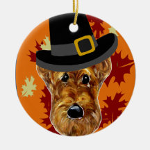 Thanksgiving Airedale Terrier Christmas Tree Ornaments