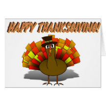 Thanksgiving Cartoon Turkey Pilgrim Greeting Cards