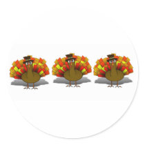 Thanksgiving Cartoon Turkey Pilgrim Stickers