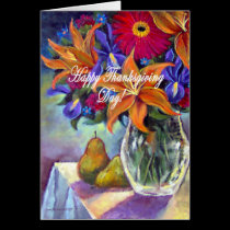 Thanksgiving Day Flowers & Pears Painting - Multi cards