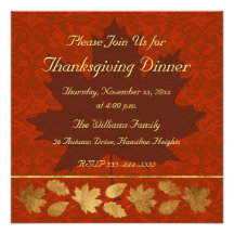 Thanksgiving Dinner Custom Invitation
