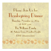 Thanksgiving Dinner Personalized Invitations