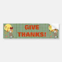 Thanksgiving Gingham Bumper Sticker