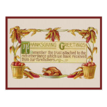 Thanksgiving Greetings Post Cards