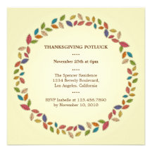 Thanksgiving Harvest Leaves Potluck Party Announcements