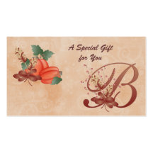Thanksgiving Monogram Letter B Gift Card Business Card Templates