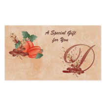 Thanksgiving Monogram Letter D Gift Card Business Card Template