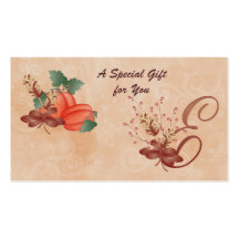 Thanksgiving Monogram Letter E Gift Card Business Card