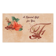 Thanksgiving Monogram Letter F Gift Card Business Card