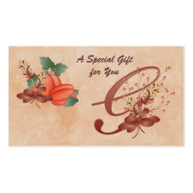 Thanksgiving Monogram Letter G Gift Card Business Cards