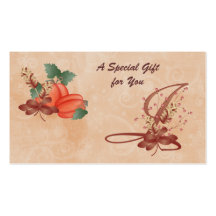 Thanksgiving Monogram Letter I Gift Card Business Card Template