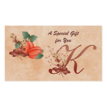 Thanksgiving Monogram Letter K Gift Card Business Cards