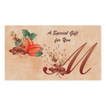 Thanksgiving Monogram Letter M Gift Card Business Cards
