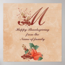 Thanksgiving Monogram Letter m Poster