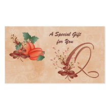 Thanksgiving Monogram Letter Q Gift Card Business Card Templates