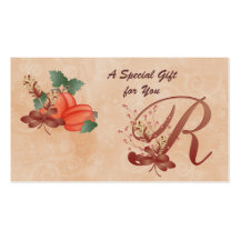 Thanksgiving Monogram Letter R Gift Card Business Card