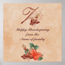 Thanksgiving Monogram Letter z Poster
