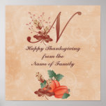 Thanksgiving Monogram N Poster