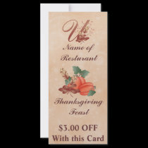 Thanksgiving Monogram U Rack Card /Resturant rack cards