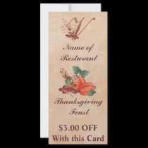 Thanksgiving Monogram V Rack Card /Resturant rack cards