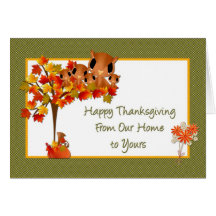 Thanksgiving Owl Family Greeting Card