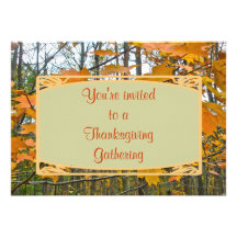 Thanksgiving Party Invitation Autumn Maple Foliage