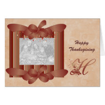 Thanksgiving Photo Monogram H Template Greeting Cards