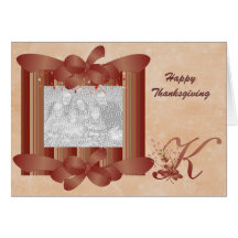 Thanksgiving Photo Monogram K Template Greeting Card