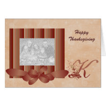 Thanksgiving Photo Monogram K Template Greeting Card